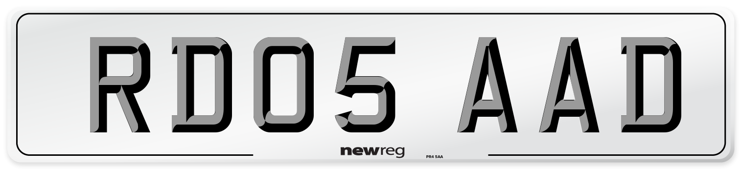 RD05 AAD Number Plate from New Reg